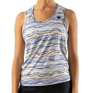 Rabbit NWT White Blue Yellow EZ Tank Cropped Making Waves Racerback Tank Top XS